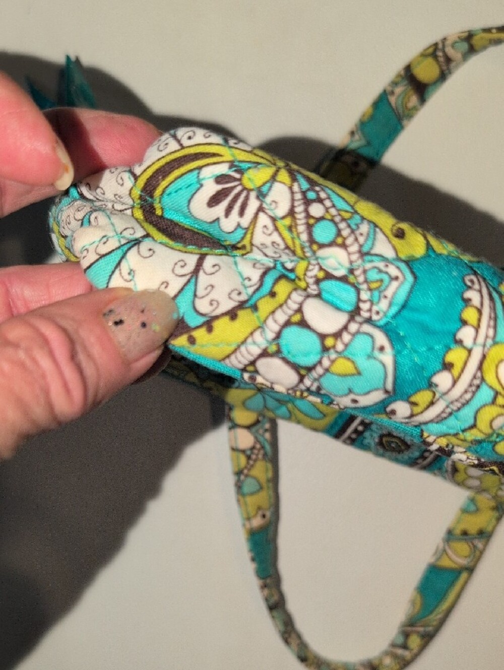 Vera Bradley Quilted Paisley Turquoise & Lime Small Purse - Retired Pattern - Picture 7 of 8